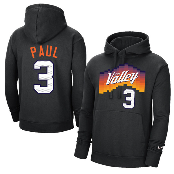 Men's Phoenix Suns #3 Chris Paul 2021 Black Pullover Hoodie Men's Phoenix Suns #3 Chris Paul 2021 Black Pullover Hoodie